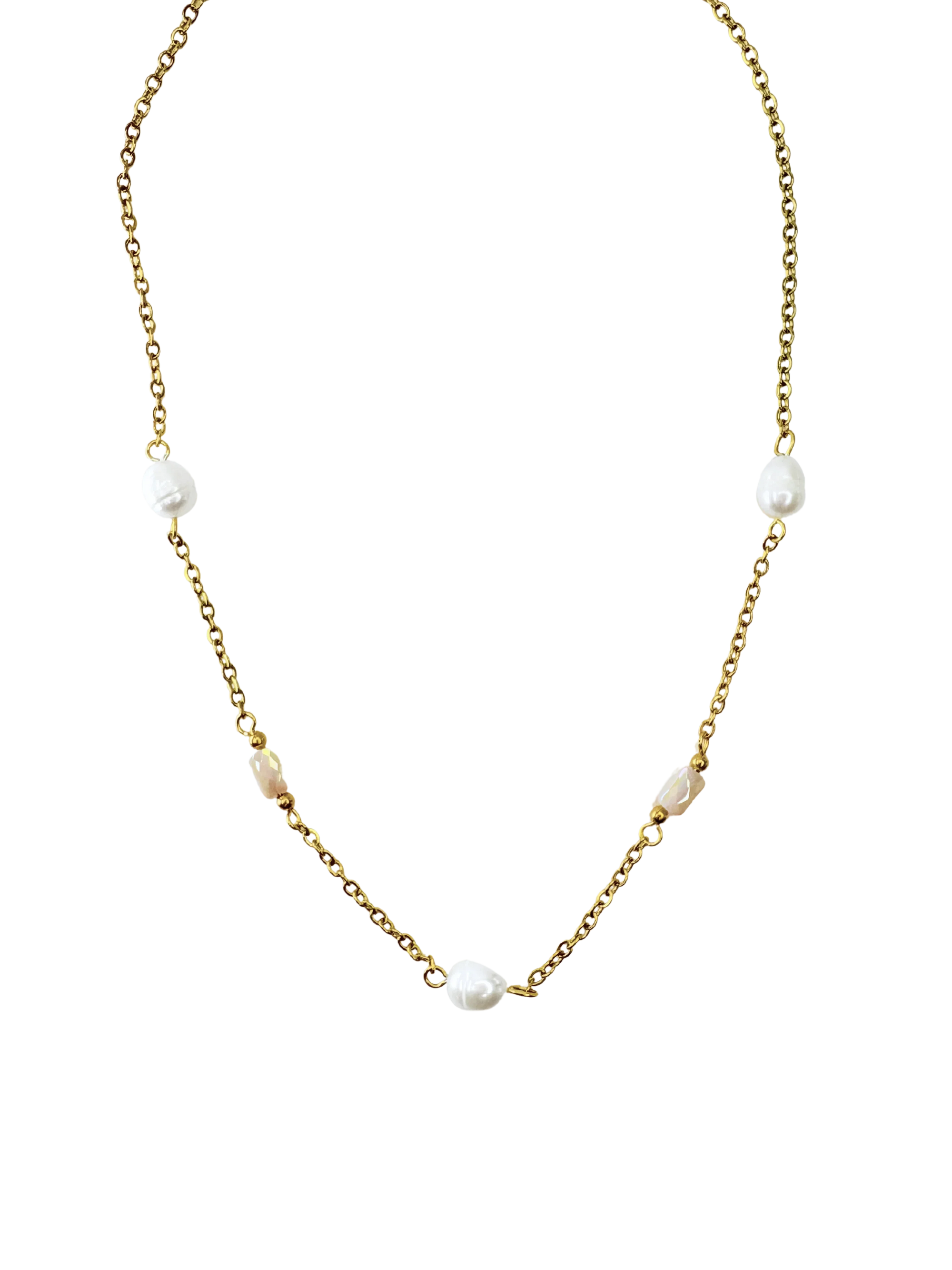 Collier doré avec perles naturelles