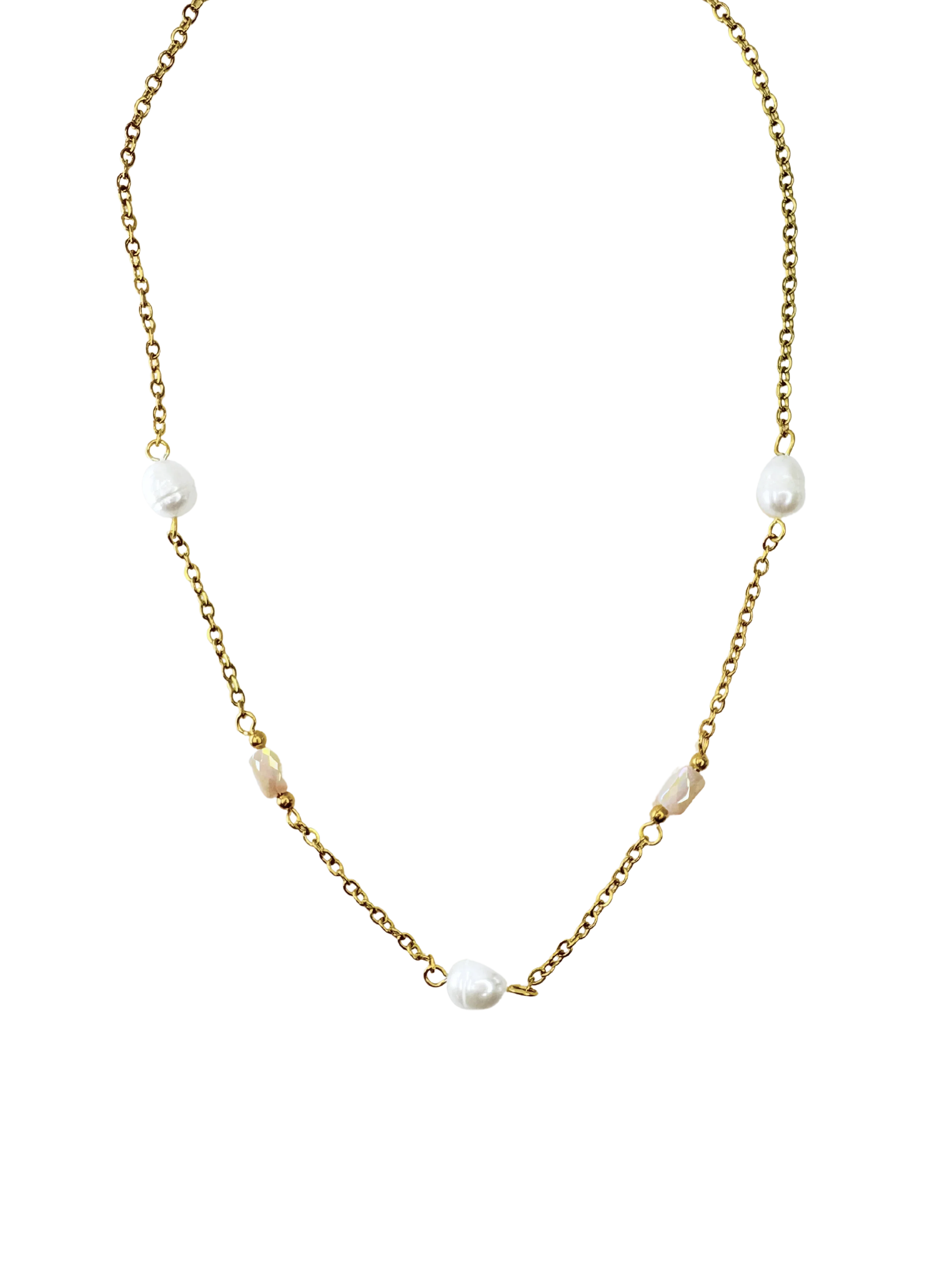 Collier doré avec perles naturelles