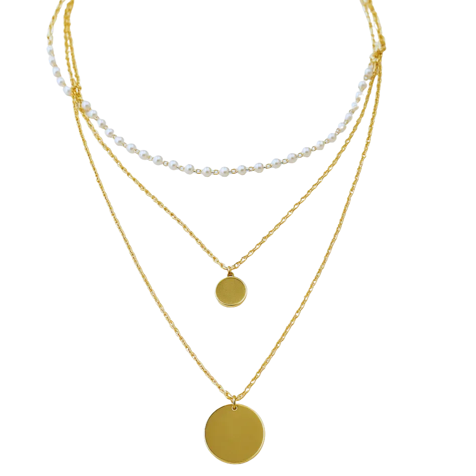 Collier doré multi-rangs avec perles