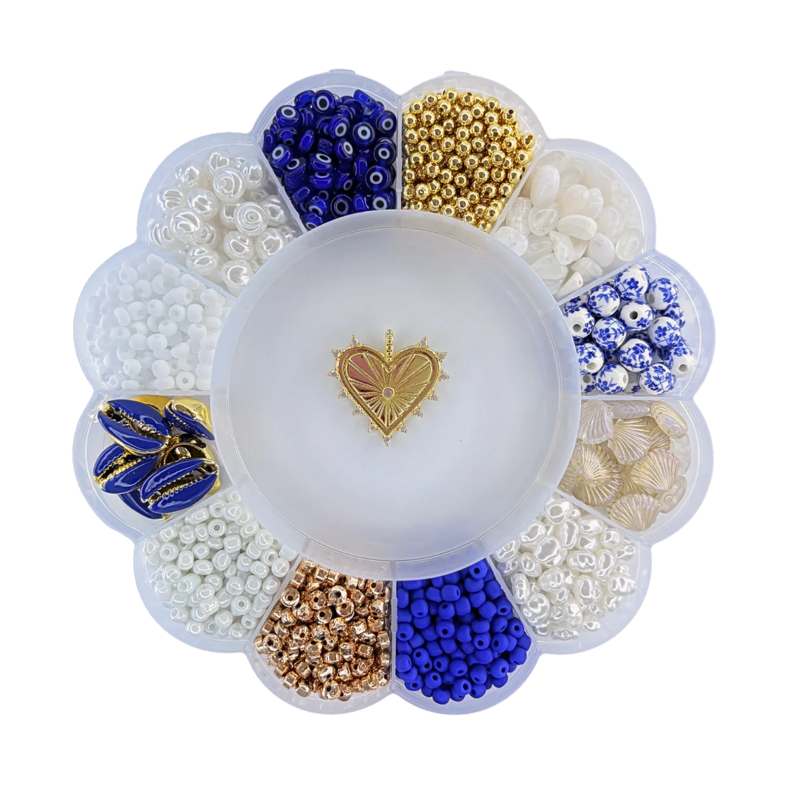 Kit perles Santorin M bleu blanc